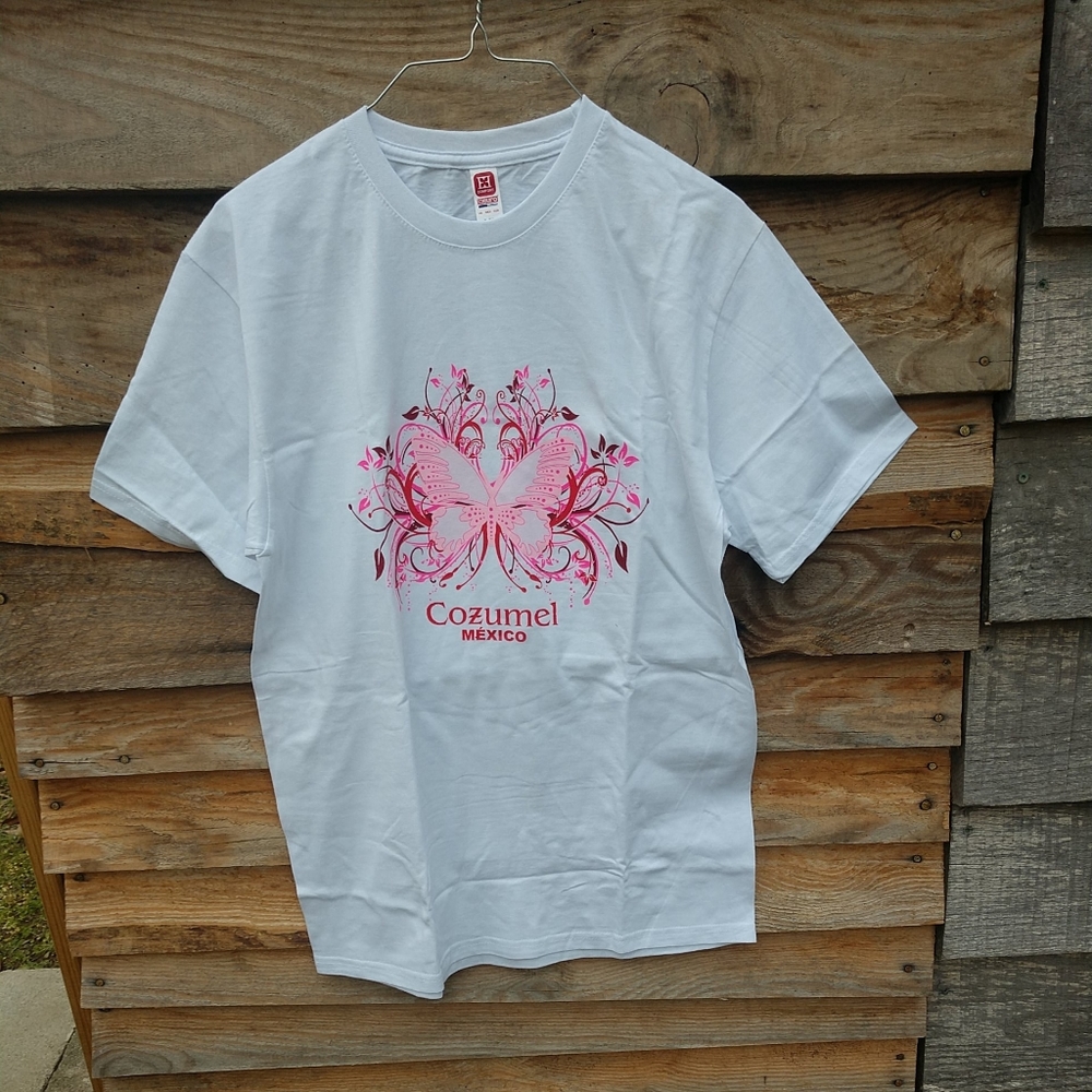 New MEXICO Cozumel - Super Soft T-shirt With Butterfly Souvenir Top Med NWOT
